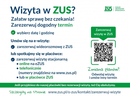obrazek Rezerwuj wizyty w Zakładzie Ubezpieczeń Społecznych i wygodnie załatwiaj swoje sprawy  wiecej
